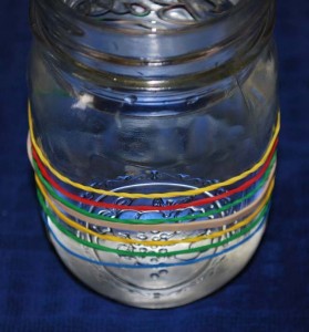 Glass with rubber bands