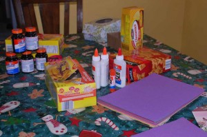 craft supplies for Valentine boxes