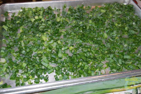 pan with green onions