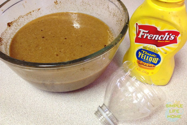 Mixture with mustard bottle