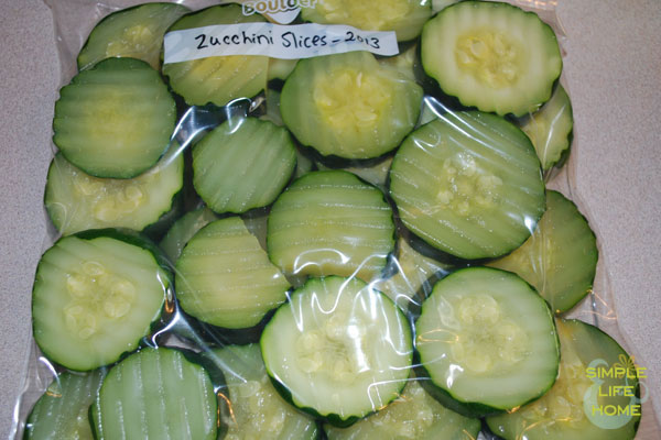 Frozen zucchini slices